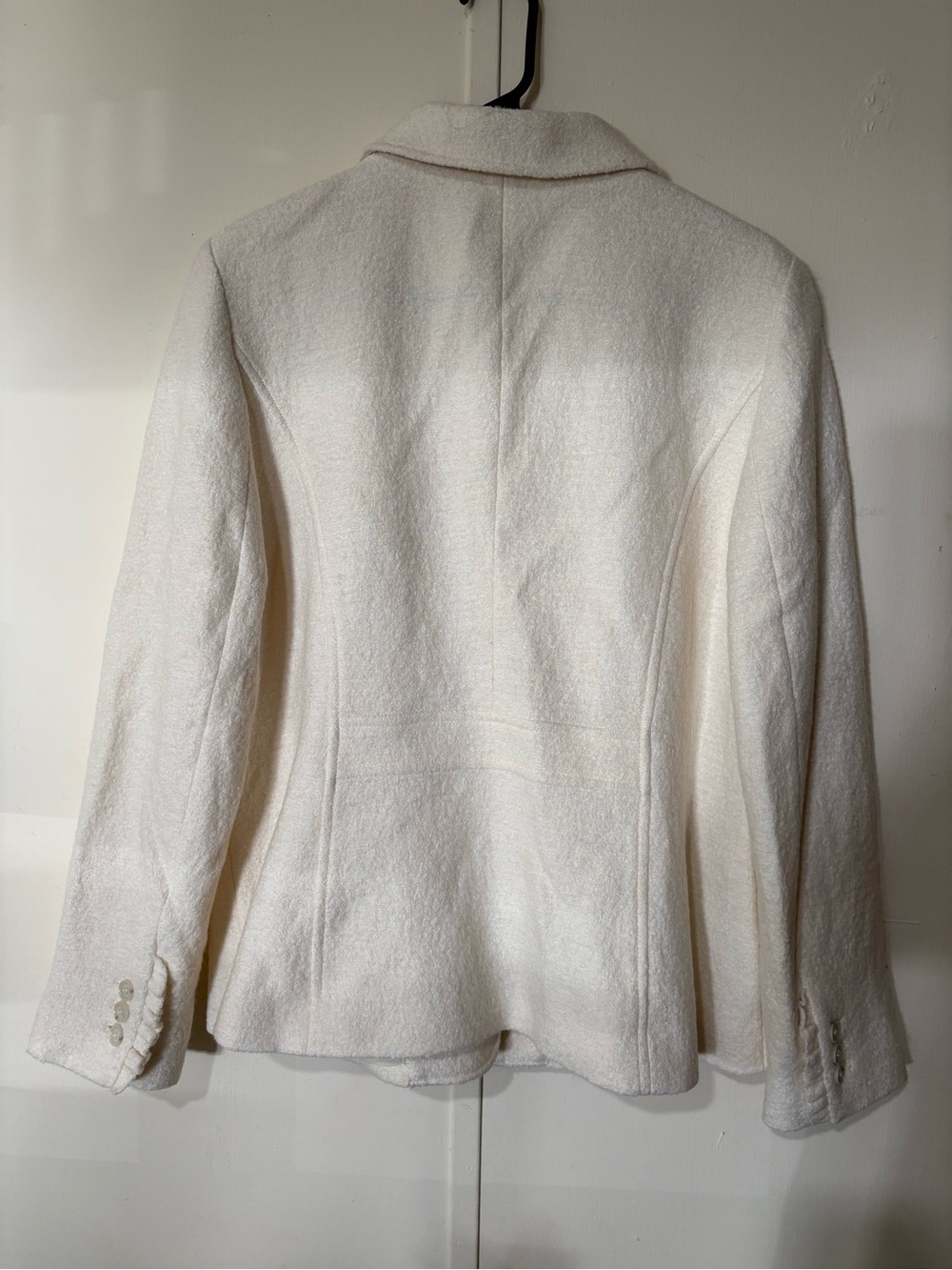 Talbots Cream/white Textured Wool-Blend Button Front Jacket - Picture 2 of 6